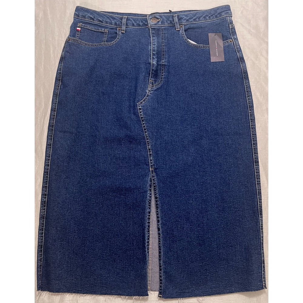 Tommy Hilfiger Women's Denim Midi Skirt Size 16  Blue New With